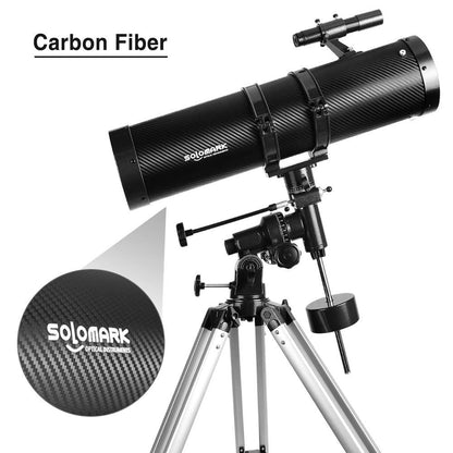 Reflector Telescopes, Professional Telescopes with 1.5X Barlow Lens Smartphone Adapter & 13% T Moon Filter - 130EQ