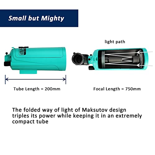 Maksutov Telescope with Adjustable Tripod, Finderscope & Phone Adapter - Mak60