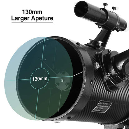 Reflector Telescopes, Professional Telescopes with 1.5X Barlow Lens Smartphone Adapter & 13% T Moon Filter - 130EQ