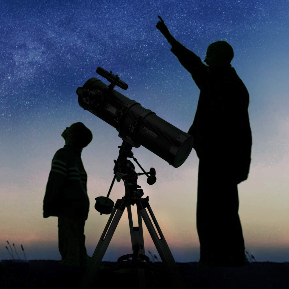 Reflector Telescopes, Professional Telescopes with 1.5X Barlow Lens Smartphone Adapter & 13% T Moon Filter - 130EQ